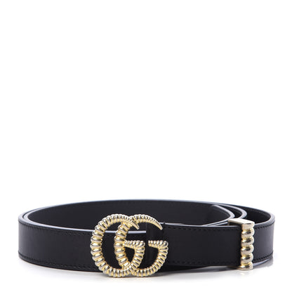 Gucci Moon Calfskin Torchon Double G 25mm Belt 100 40 Black 1 of 6