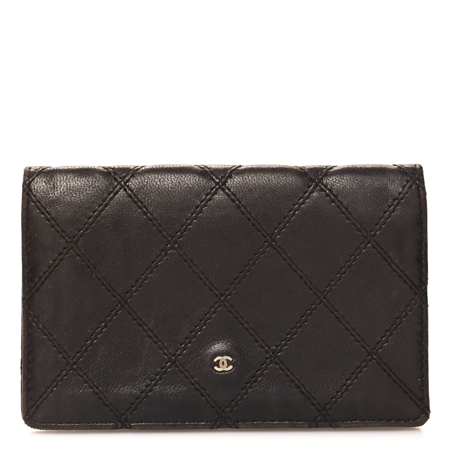 Chanel Lambskin Double Stitch Flap Card Holder Brown 1 of 12