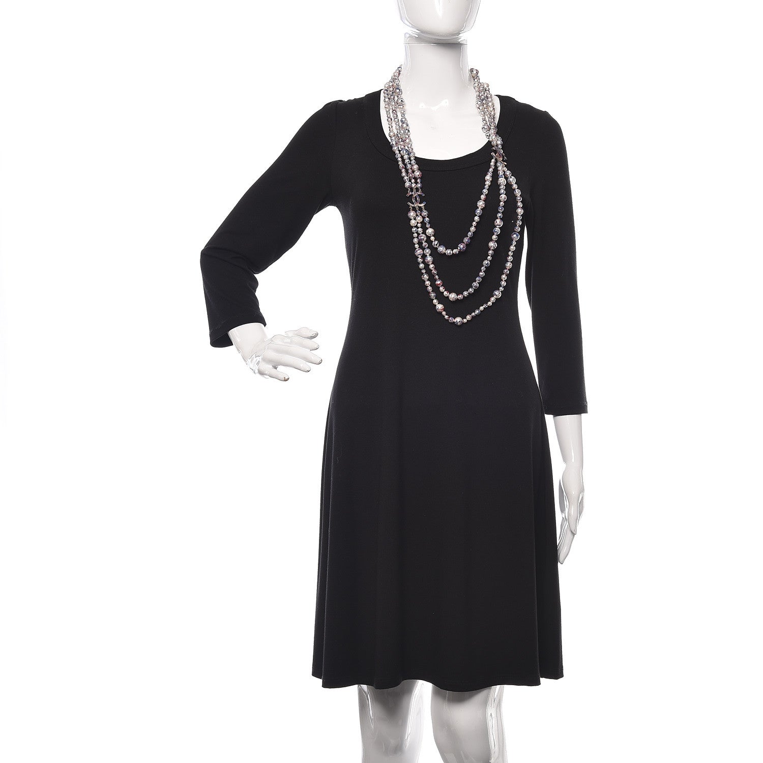 Chanel Painted Pearl CC Long Multi Strand Necklace Gold Black Red Blue 2 of 6