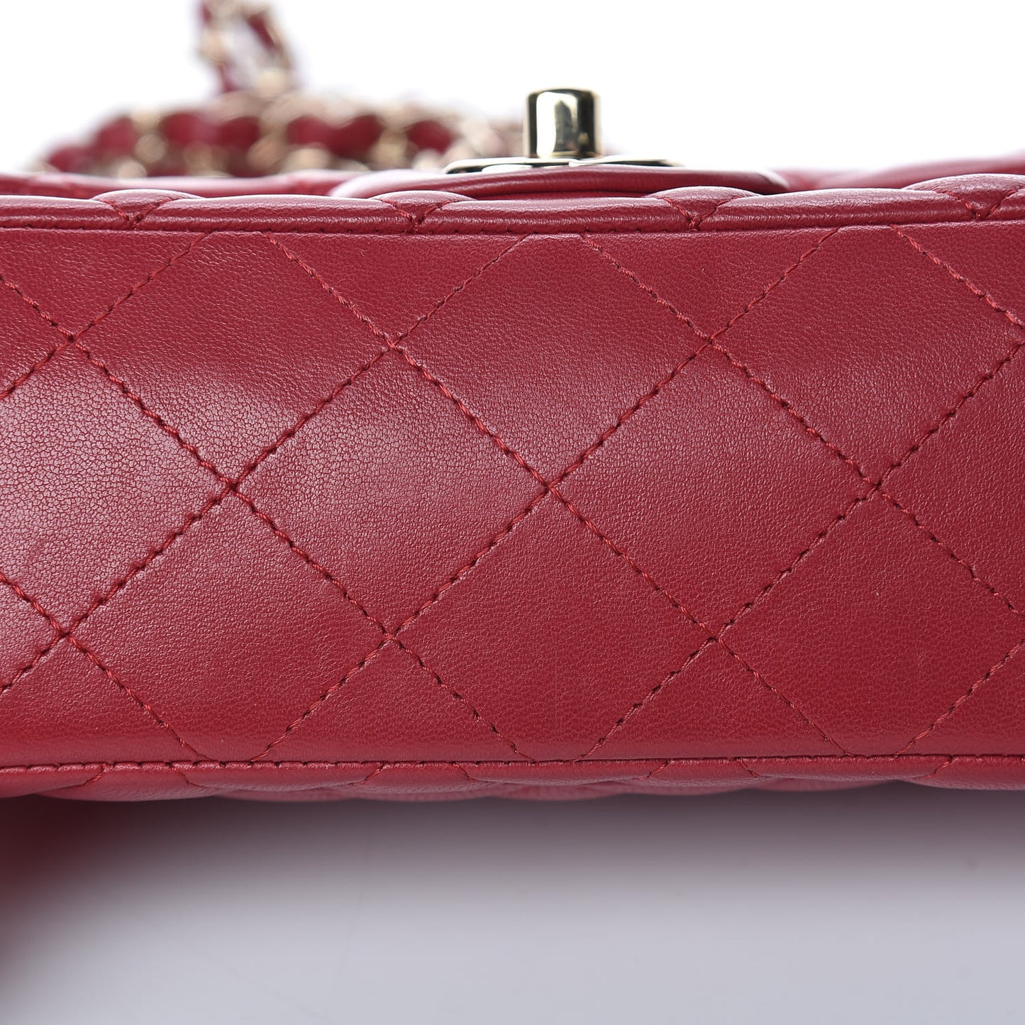 Lambskin Quilted Mini Rectangular Flap Red