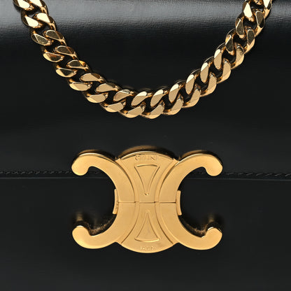 Celine Shiny Calfskin Triomphe Chain Bag Black 8 of 10