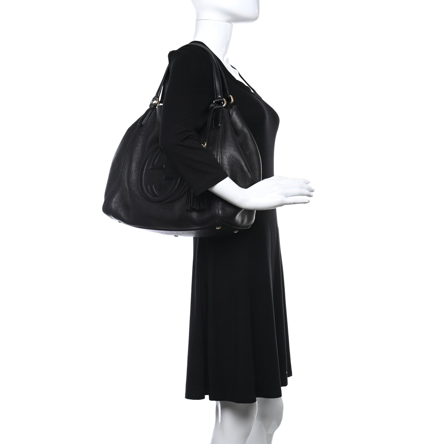 Gucci Pebbled Calfskin Medium Soho Shoulder Bag Black 3 of 11