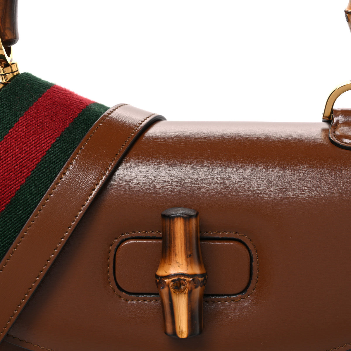 Gucci Boarded Dyana Lux Calfskin Web Medium Bamboo 1947 Top Handle Bag Brown 8 of 10