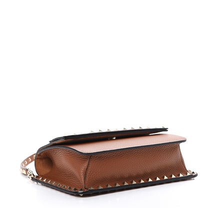 Valentino Garavani Pebbled Calfskin Rockstud Side Slip Crossbody Tan 3 of 8
