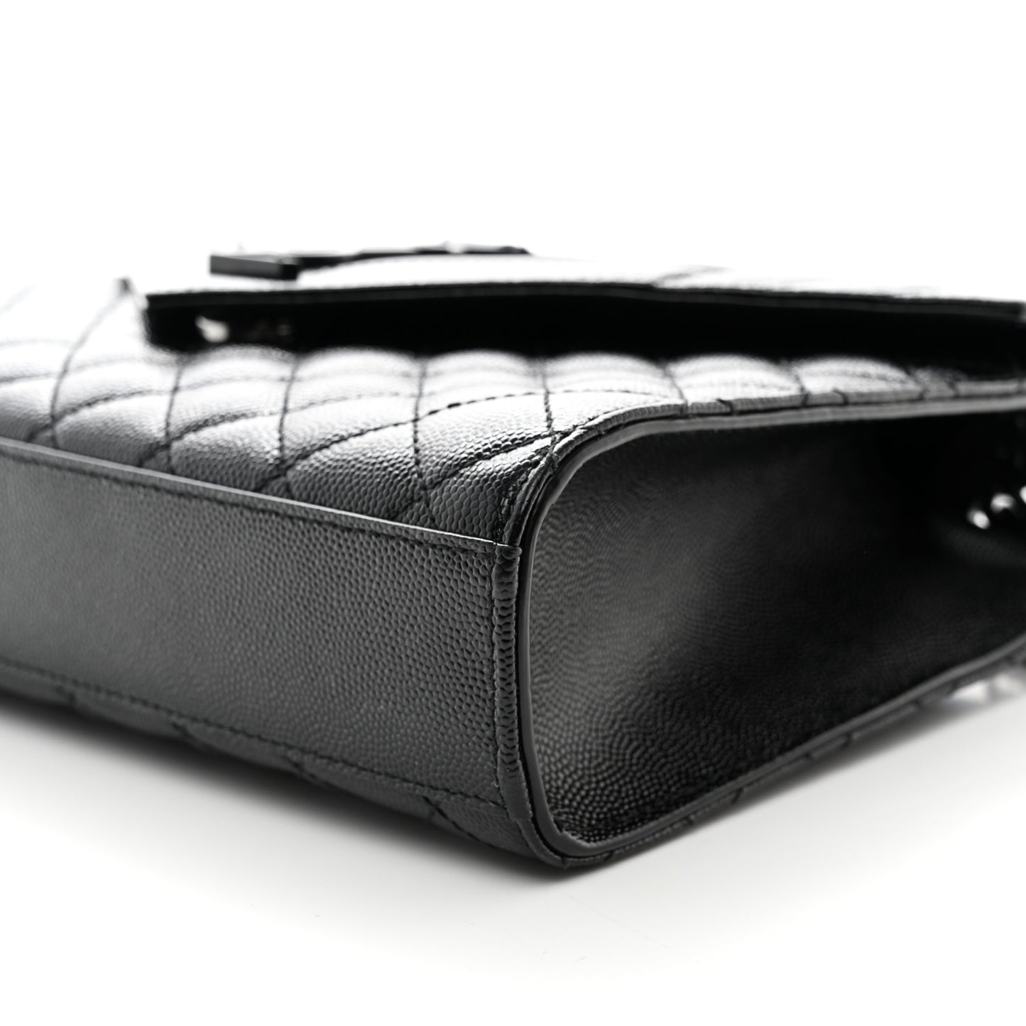 Grain De Poudre Textured Mixed Matelasse Triquilt Medium Monogram Monochrome Satchel Black