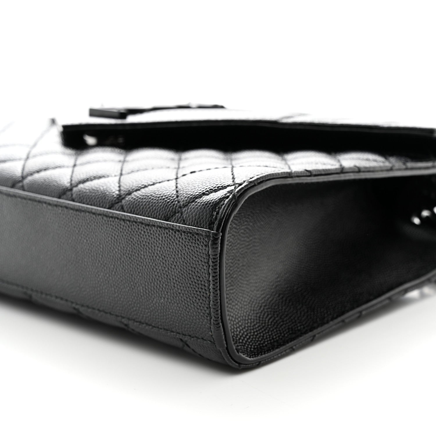 Saint Laurent Grain De Poudre Textured Mixed Matelasse Triquilt Medium Monogram Monochrome Satchel Black 11 of 11