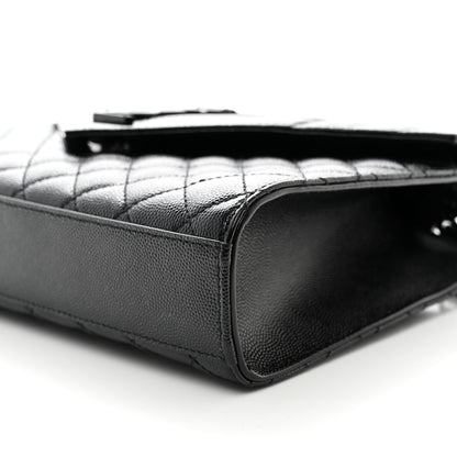 Saint Laurent Grain De Poudre Textured Mixed Matelasse Triquilt Medium Monogram Monochrome Satchel Black 11 of 11