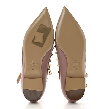 Valentino Garavani Calfskin Nappa Rockstud Cage Ballerina Flats 35 Grey Pink Poudre 6 of 12