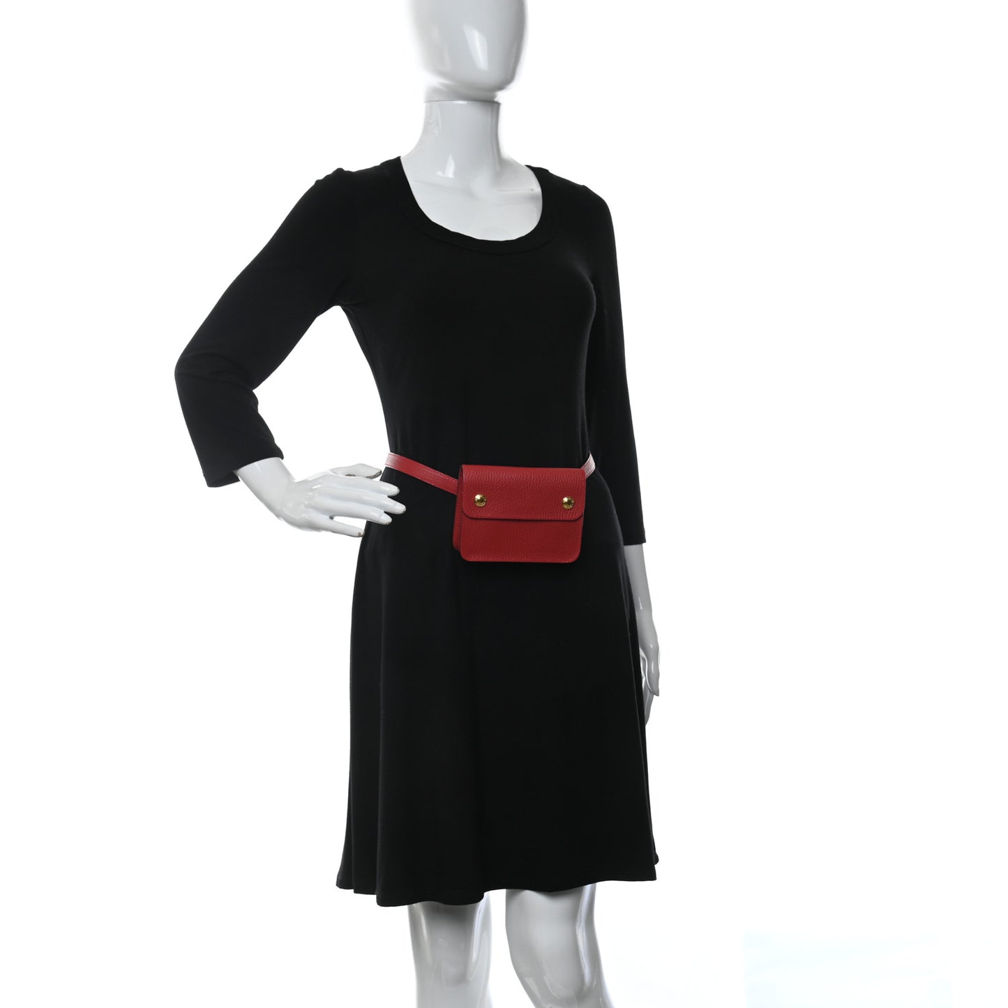 Taurillon Clemence Pochette Green Belt Bag Rouge Vif