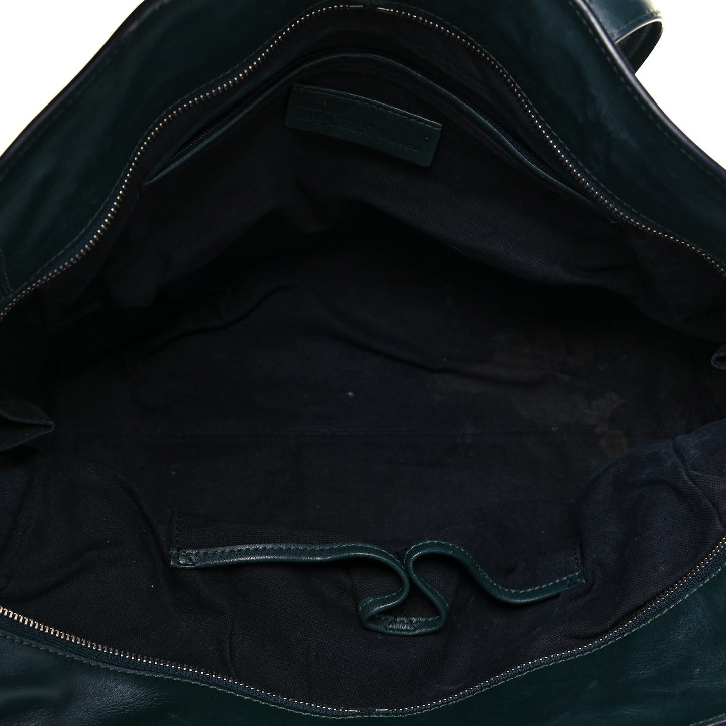 Pebbled Calfskin Large Skull Padlock Zip Around Tote Dark Green