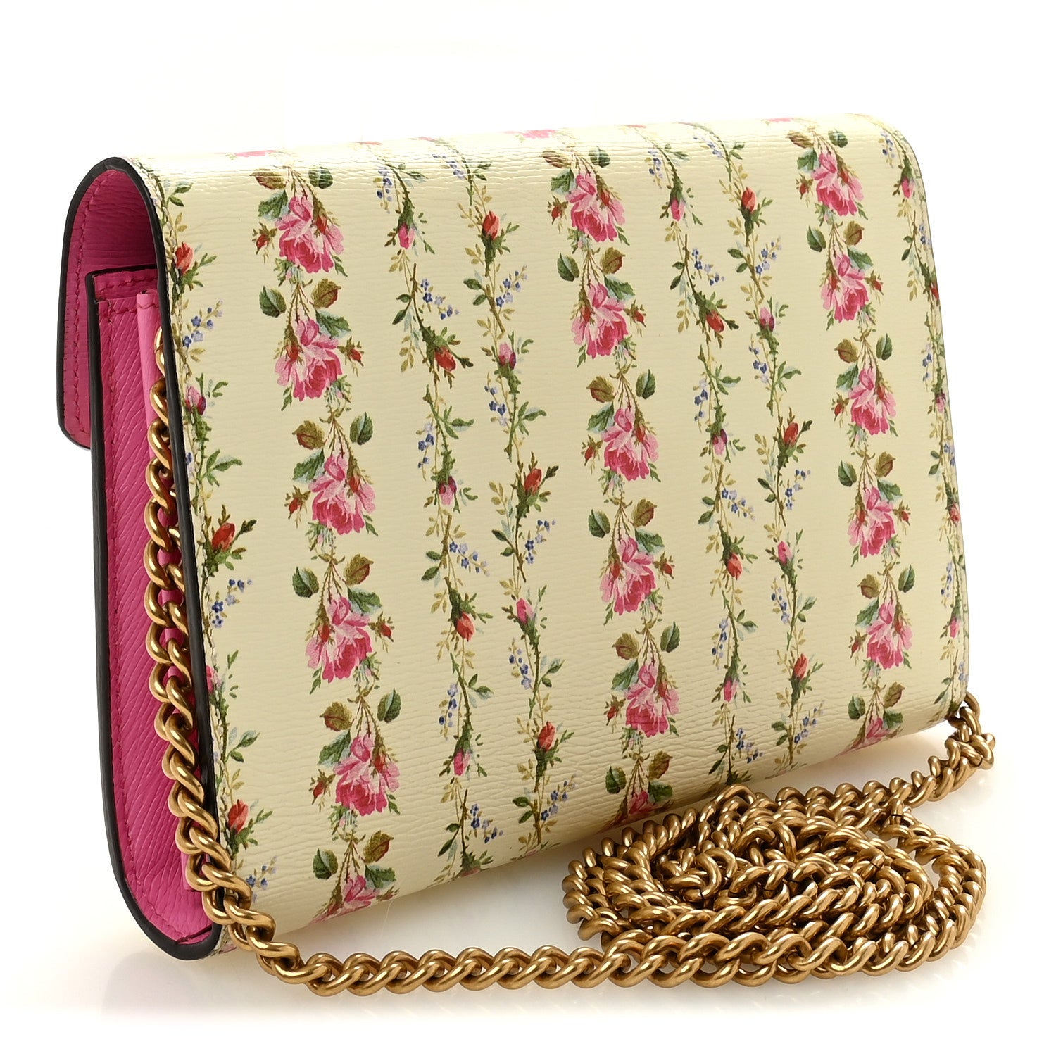 Gucci Calfskin Floral Print Mini Dionysus Chain Wallet Ivory Pink 3 of 10