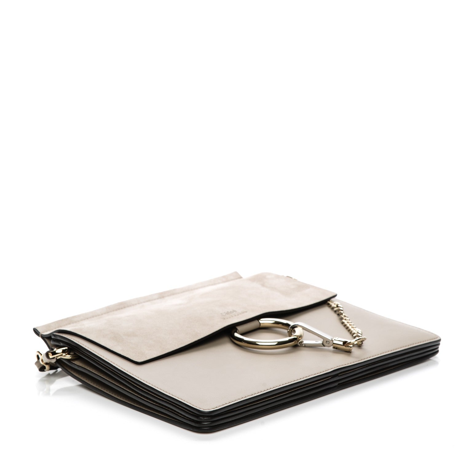 Chloe Calfskin Suede Medium Faye Shoulder Bag Motty Grey 4 of 7