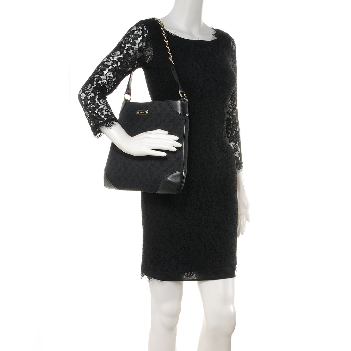 Denim Monogram Capri Chain Shoulder Bag Black
