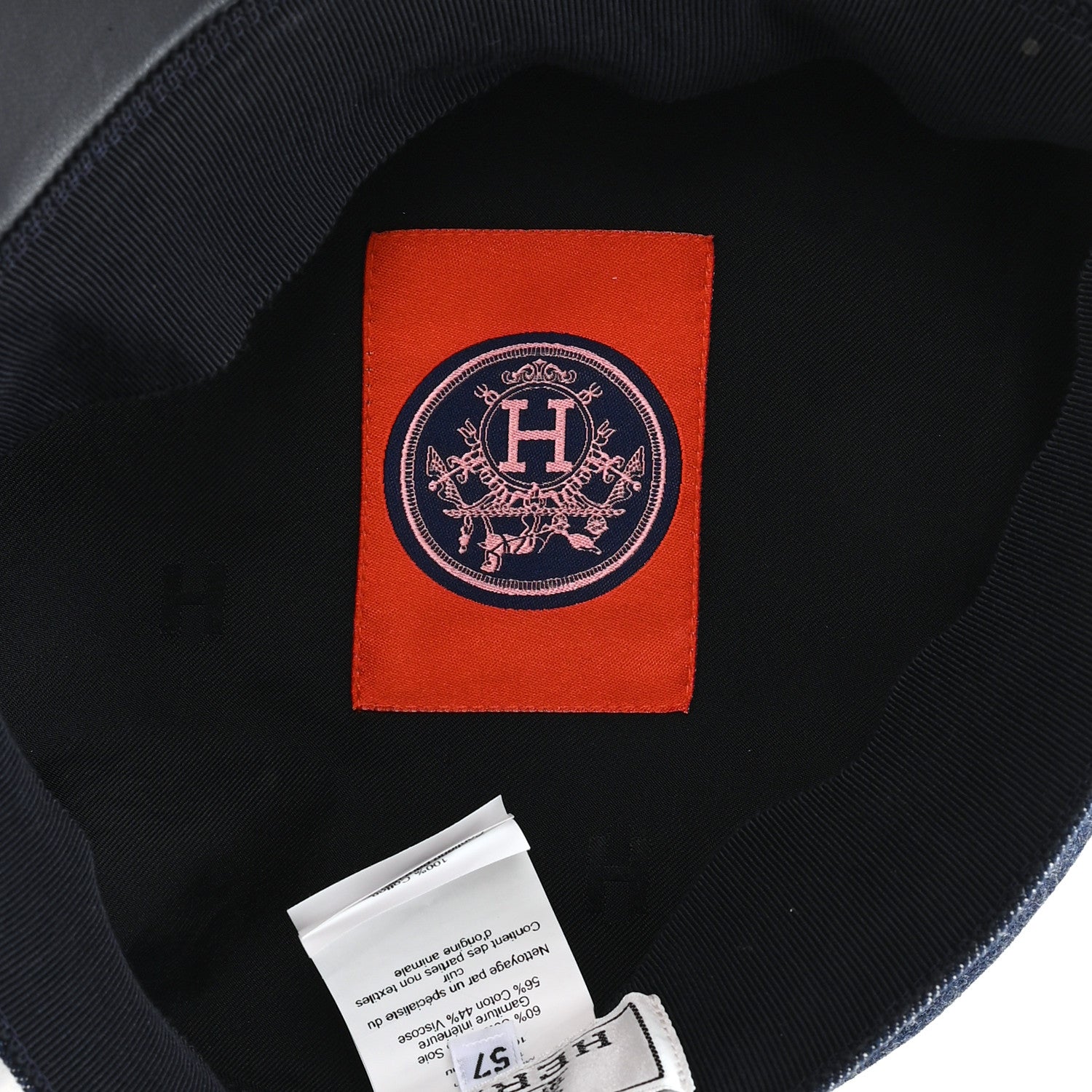 Hermes Denim Calfskin Cabourg Cap 57 Indigo 7 of 9