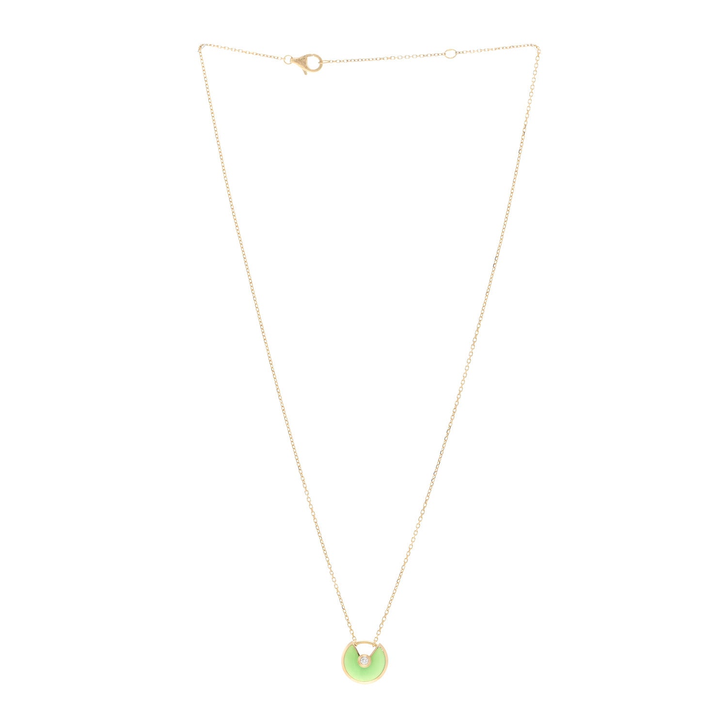 Cartier 18K Yellow Gold Diamond Chrysoprase XS Amulette de Cartier Pendant Necklace 3 of 4