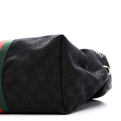Gucci Denim GG Monogram Web Small Giglio Tote Black 10 of 10