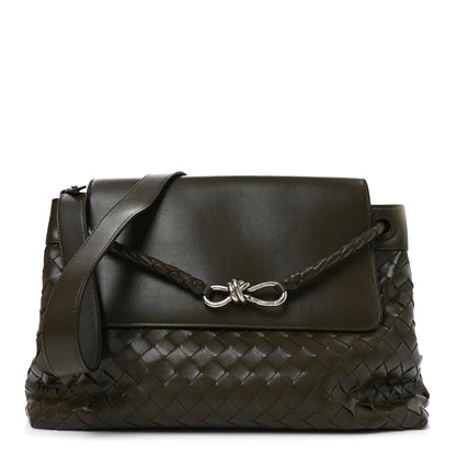Bottega Veneta Calfskin Intrecciato Medium Andiamo Messenger Bag Kaki 1 of 11