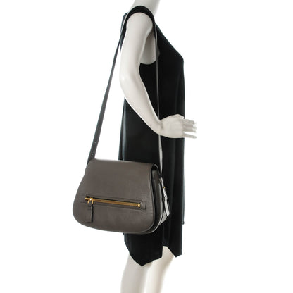 Tom Ford Grained Calfskin Soft Jennifer Saddle Bag Graphite 2 of 7