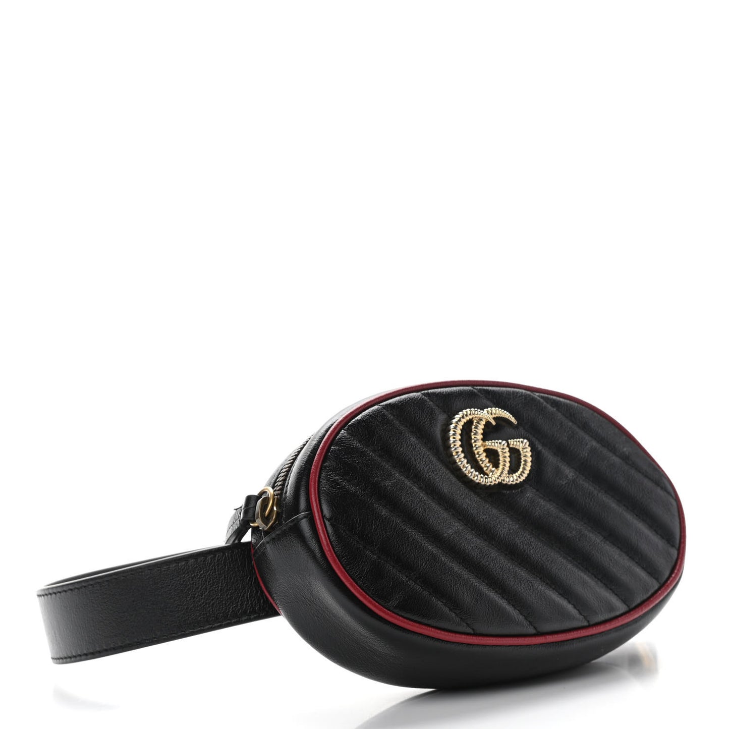 Azalea Calfskin Matelasse Diagonal Torchon GG Marmont Belt Bag 85 34 Black Romantic Cerise