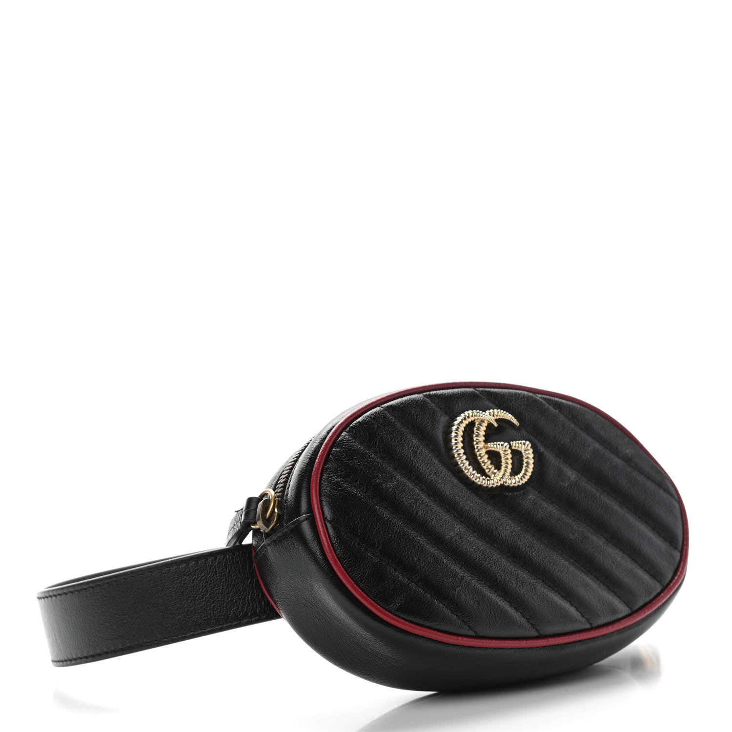 Gucci Azalea Calfskin Matelasse Diagonal Torchon GG Marmont Belt Bag 85 34 Black Romantic Cerise 4 of 10