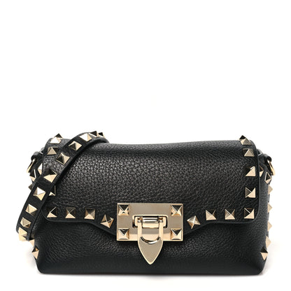 Valentino Garavani Pebbled Calfskin Mini Rockstud Crossbody Bag Black 1 of 9