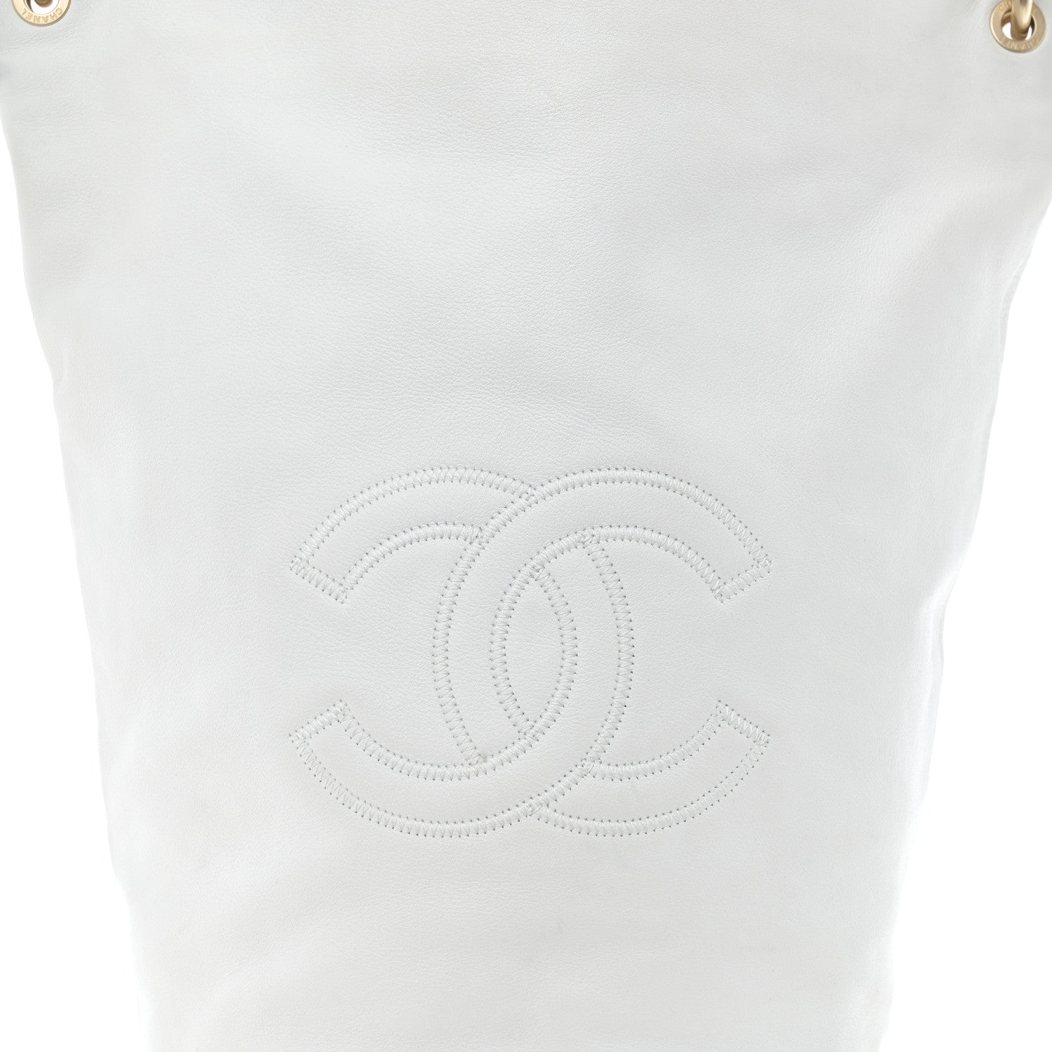 Chanel Calfskin CC Bucket Hobo White 8 of 11