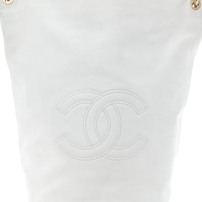Chanel Calfskin CC Bucket Hobo White 8 of 11
