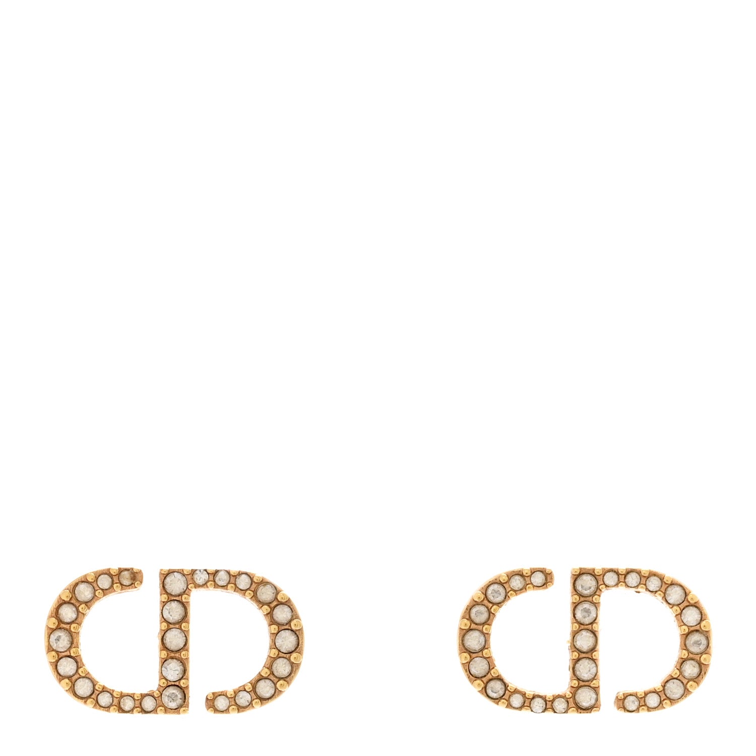 Christian Dior Crystal Petit CD Stud Earrings Gold 1 of 4