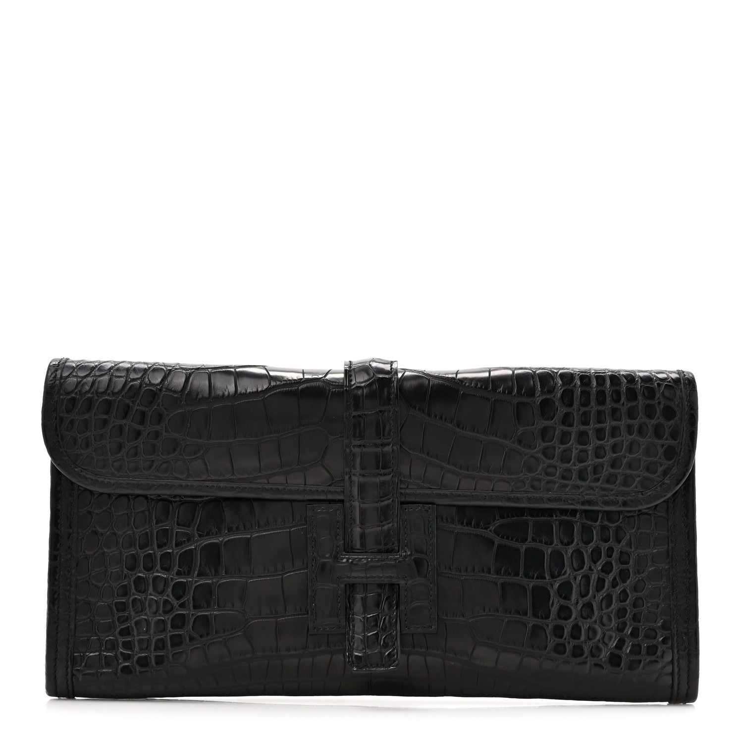 Hermes Matte Alligator Jige Elan 29 Clutch Black 1 of 8