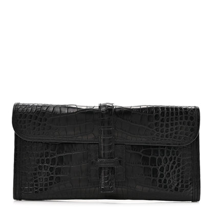 Hermes Matte Alligator Jige Elan 29 Clutch Black 1 of 8