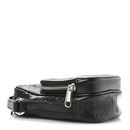 Gucci Calfskin GG Tennis Embossed Mini Double Zip Messenger Bag Black 4 of 12