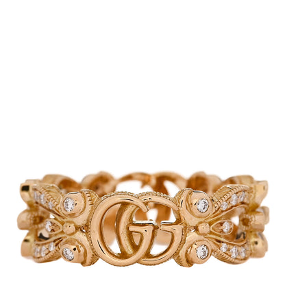 Gucci 18K Yellow Gold Diamond Flora Ring 48 4.5 3 of 4