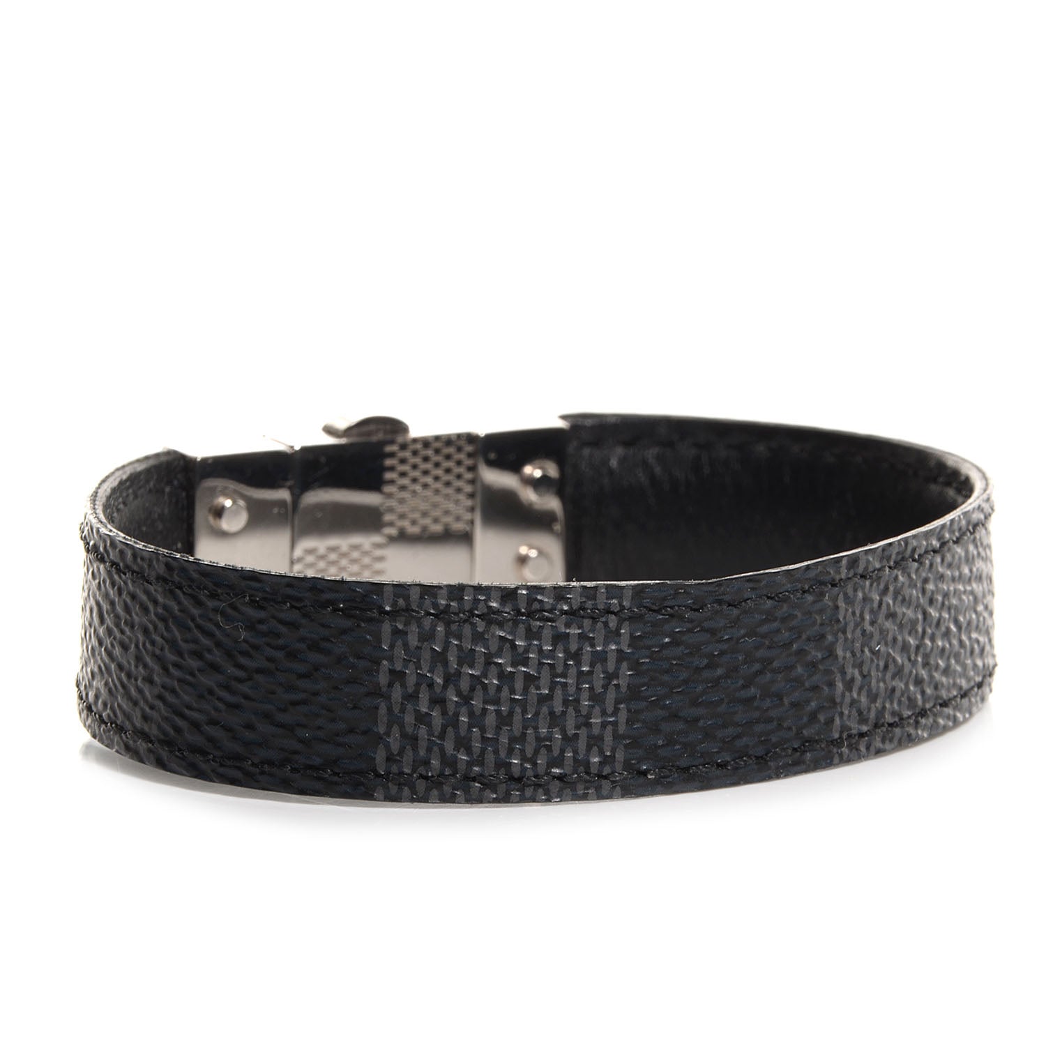 Louis Vuitton Damier Graphite Check It Reversible Bracelet 19 3 of 5