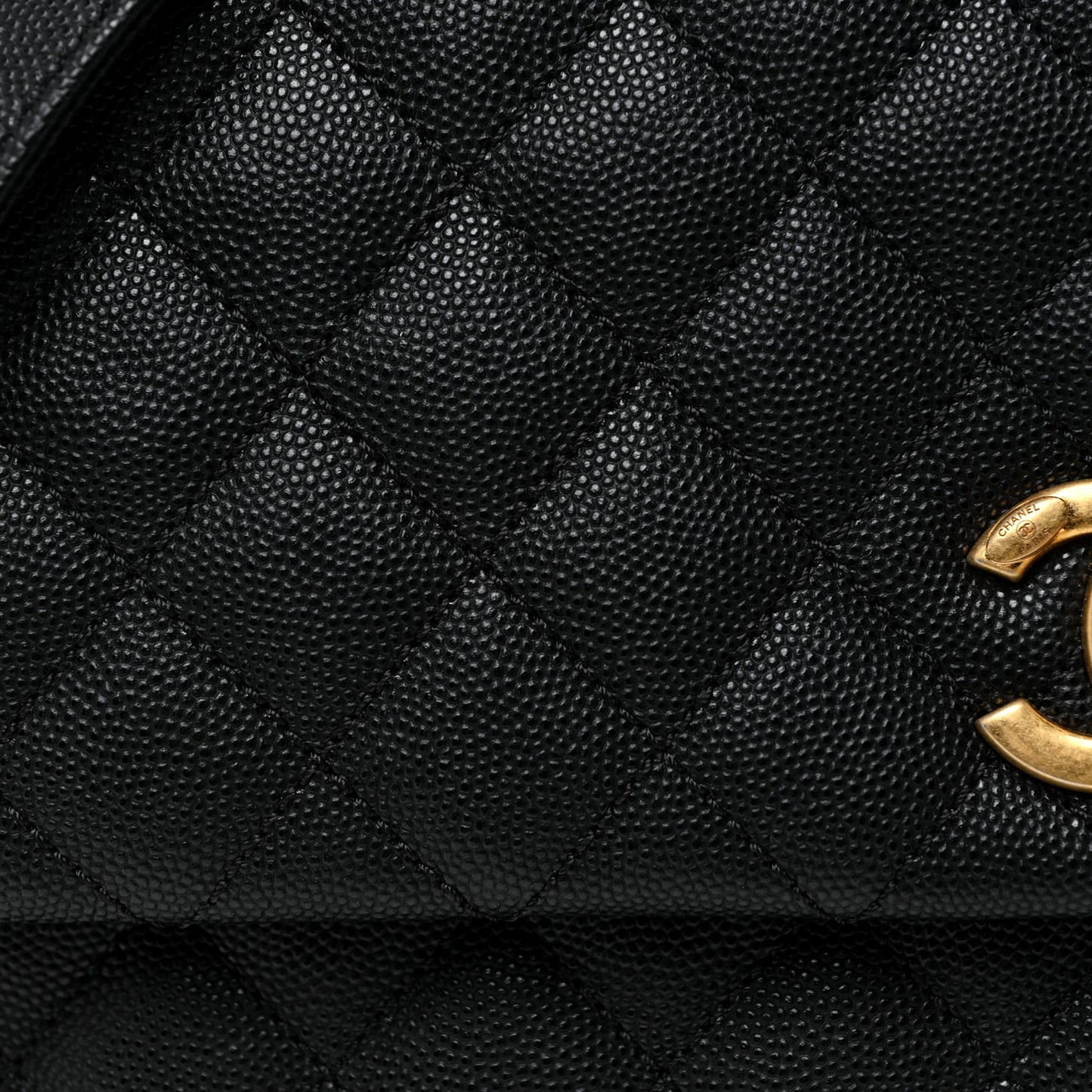 Caviar Lizard Quilted Medium Coco Handle Flap Black