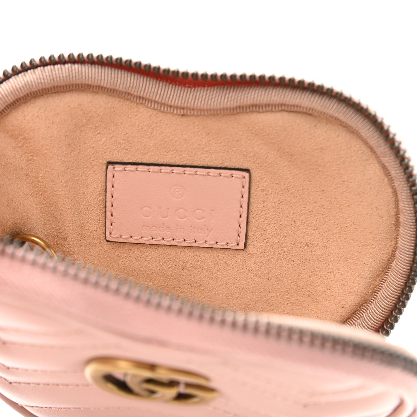 Calfskin Matelasse Chevron GG Marmont Heart Coin Purse Perfect Pink
