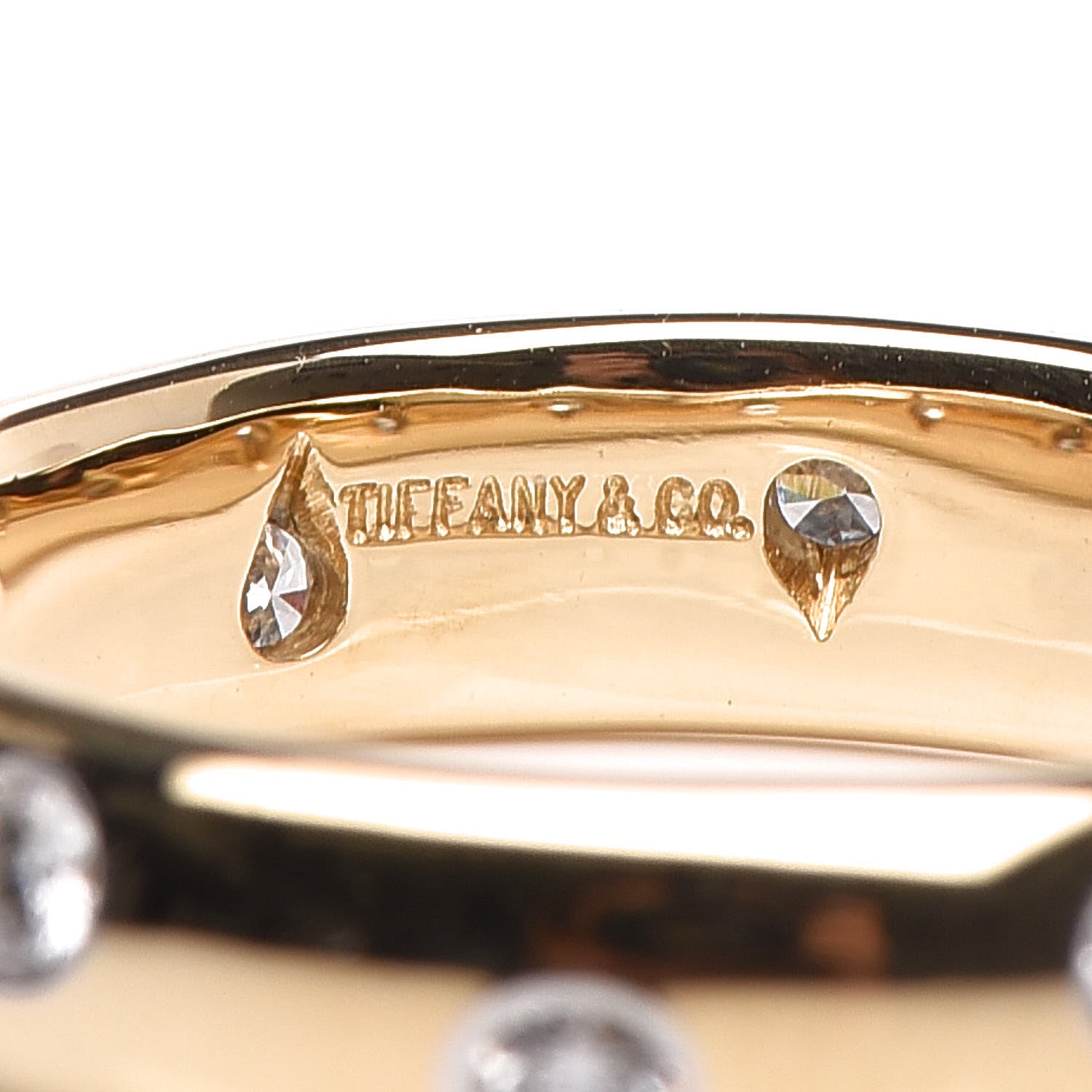 Tiffany 18K Yellow Gold Platinum Diamond 4mm Etoile Band Ring 48 4.5 4 of 6
