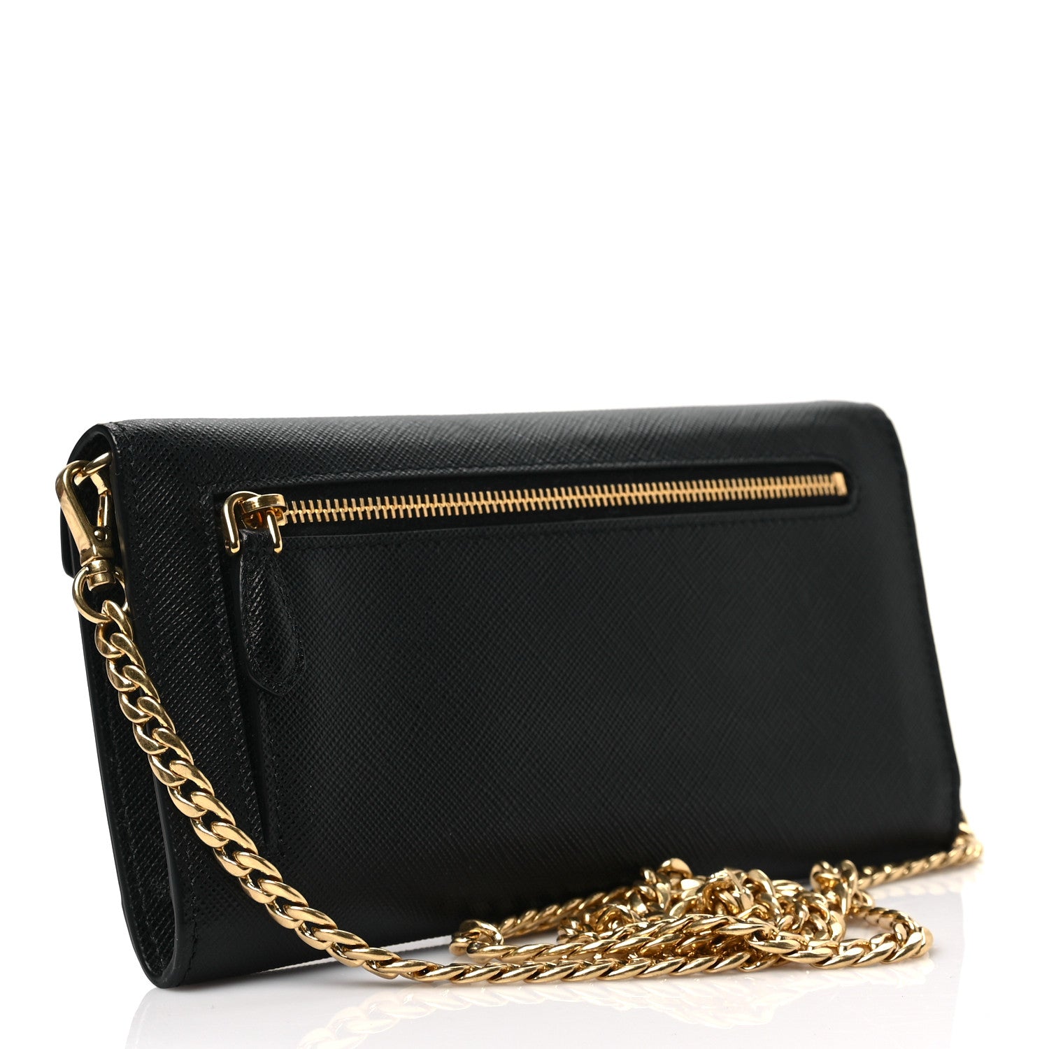 Prada Saffiano Envelope Wristlet Crossbody Wallet Black 3 of 7