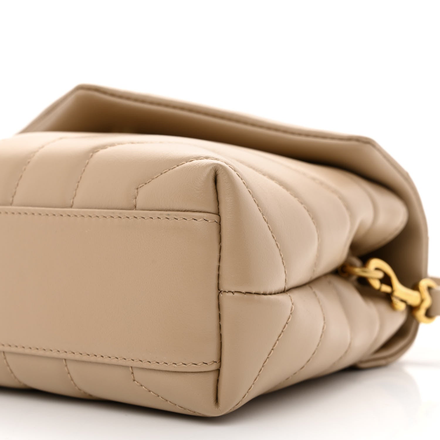 Saint Laurent Calfskin Y Quilted Monogram Toy Loulou Crossbody Bag Dark Beige 9 of 9