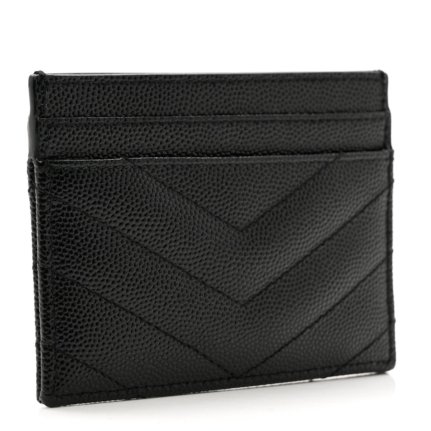 Grain De Poudre Matelasse Chevron Monogram Credit Card Case Black