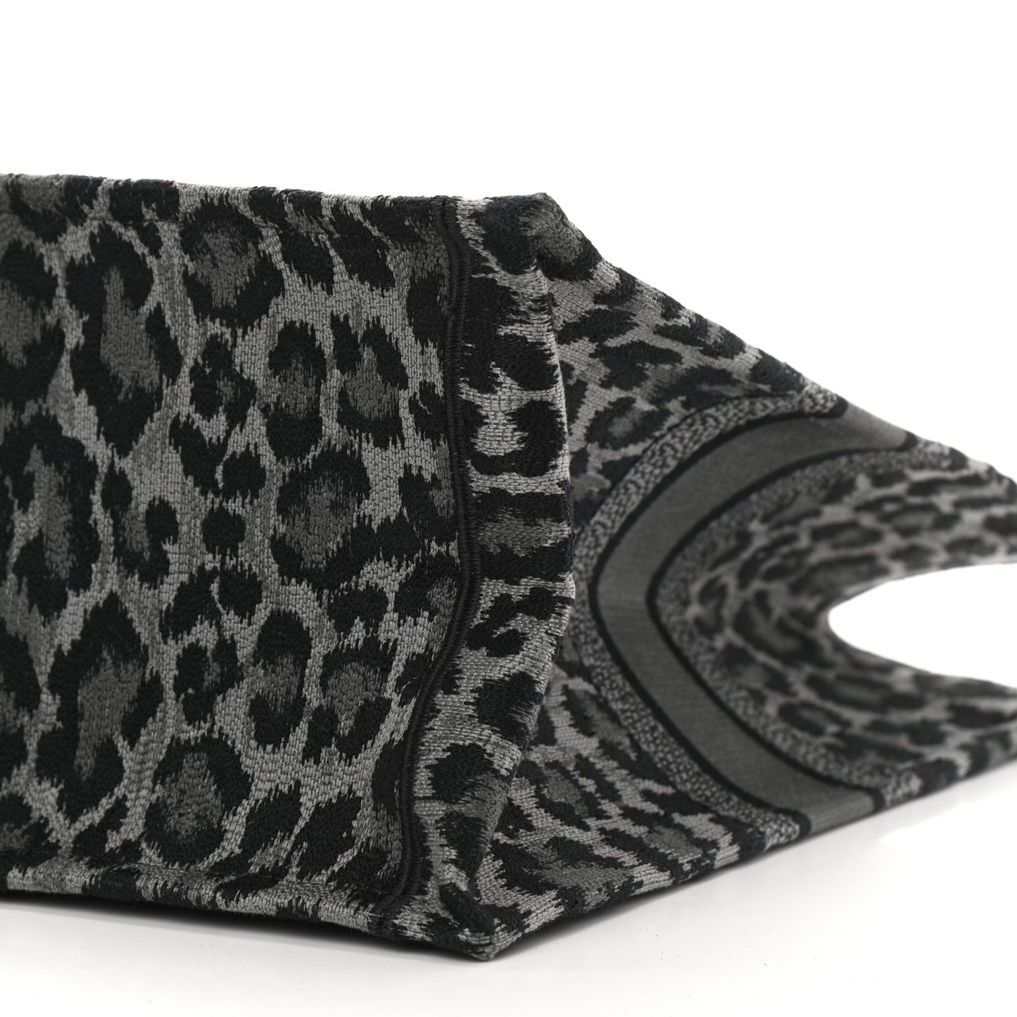 Canvas Embroidered Large Leopard Book Tote Grey