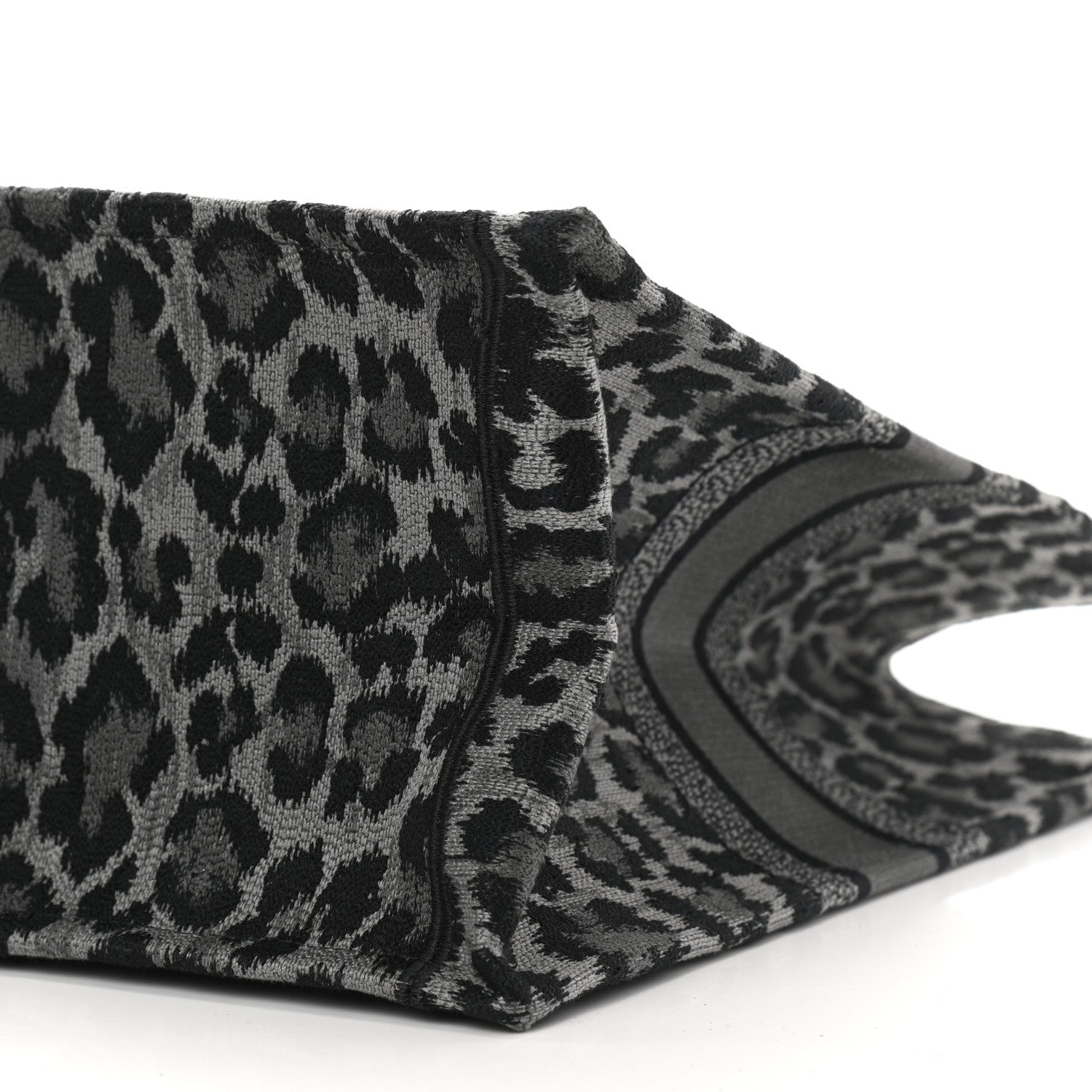Christian Dior Canvas Embroidered Large Leopard Book Tote Grey 10 of 10