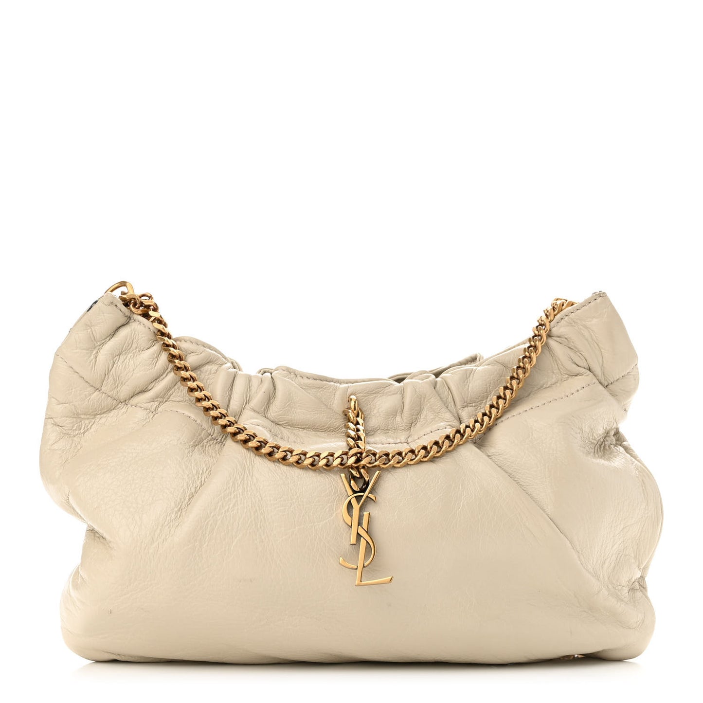 Calfskin Pac Pac Ruched Hobo Winter White