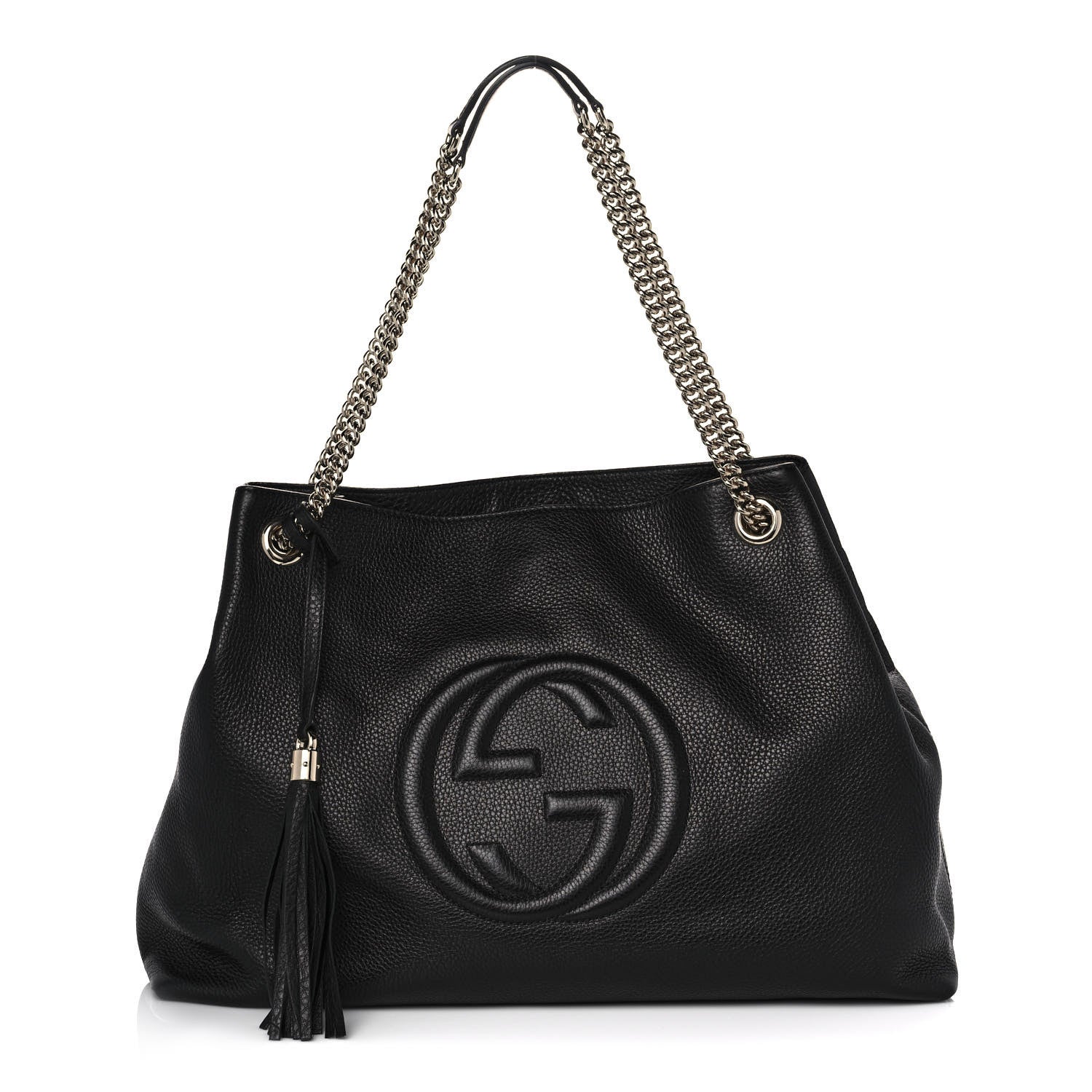 Gucci Pebbled Calfskin Large Soho Chain Shoulder Bag Black 1 of 10