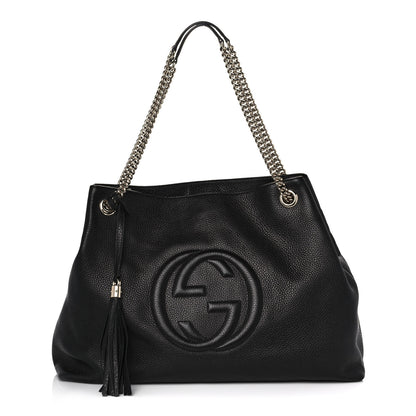 Gucci Pebbled Calfskin Large Soho Chain Shoulder Bag Black 1 of 10