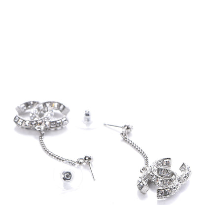 Chanel Baguette Crystal CC Drop Earrings Silver 3 of 4