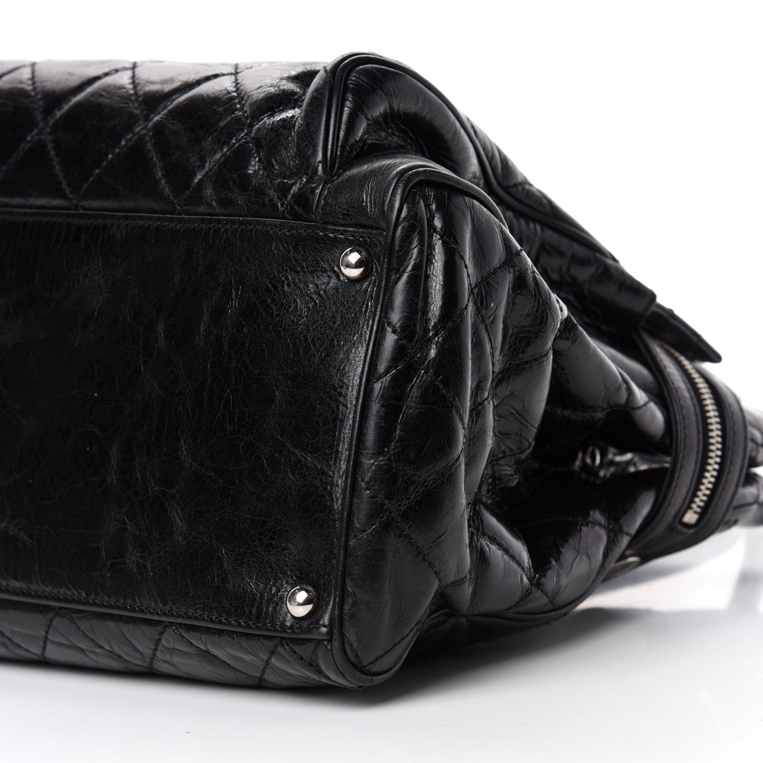Chanel Glazed Calfskin Quilted Large New Portobello Tote Black 8 of 13