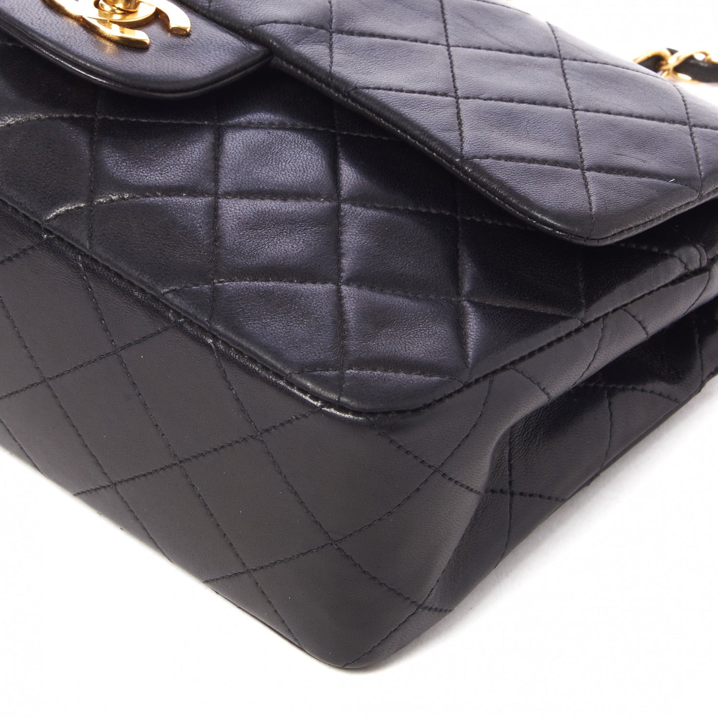 Lambskin Quilted Small Double Flap Black