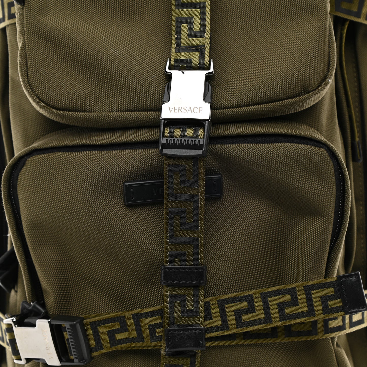 Canvas La Greca Logo Backpack Green