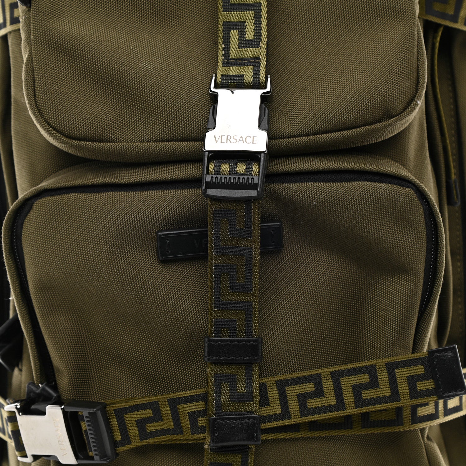 Versace Canvas La Greca Logo Backpack Green 6 of 8