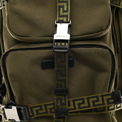 Versace Canvas La Greca Logo Backpack Green 6 of 8